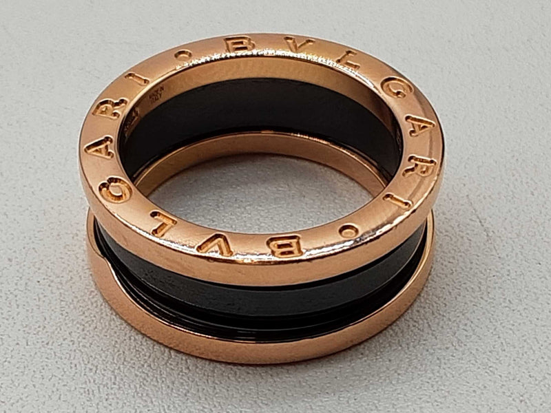 Bvlgari B.zero 1 18k Rose Gold Black Ceramic Ring Size 52/ 5.75 Do0924rrxde