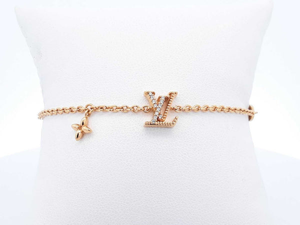 Louis Vuitton Iconic Lv Gold-tone Cubic Zirconia Bracelet 6-8 Inch Fw0925lirdu