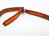 Moschino Orange Furred Brown Leather Velcro Belt Size 44 Do0326wxde