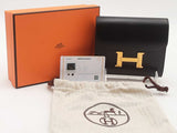 Hermes Constance Compact Black Box Calf Ghw Wallet Aa0126wxzxsa