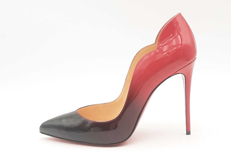 Christian Louboutin Hot Chick Patent Degrade Black Red Pumps Sz 38.5 Eb0325lcrsa