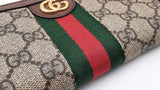 Gucci Ophidia Zip Wallet In Gg Supreme Coated Canvas & Brown Leather Fw1025ozxdu