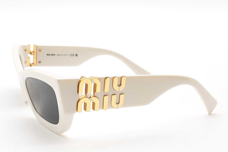 Miu Miu Smu 09w White & Gold Cat Eyed Sunglasses Lh1124crde