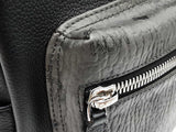 Mcm Stark Black Leather Gray Visetos Coated Canvas Backpack Do0726lxzde