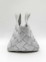 Bottega Veneta Intrecciato Silver Woven Canvas Mini Tote Bag Fw0225ozzdu