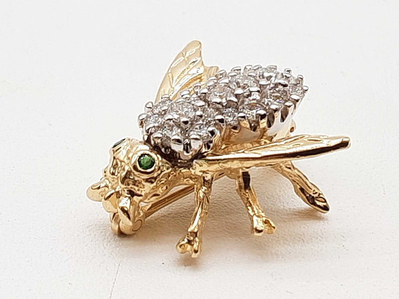 0.70 Cttw Diamonds 14k Two Tone Yellow White Gold 5.0g Bee Pin Do0425wexde