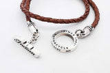 King Baby Double Leather Wrap Bracelet With 925 Toggle Clasp 22.8g Eb0824rxsa