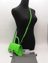 Balenciaga Croc Embossed Leather Hourglass Crystal Xs Green Handbag Aa0126rzxsa