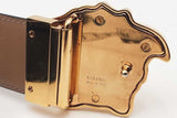 Versace Leather Reversible Belt Gold Tone Medusa Buckle Size 110/44 Eb0626lxzsa