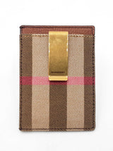 Burberry Money Clip Card Case In House Check Canvas & Leather Fw0726lzxdu