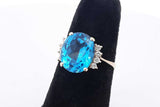 Blue Gemstone & Diamond Ring In 14k Yellow Gold 4 Grams Size 6.5 Eb0826sxsa