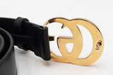 Gucci Black Leather Belt With Gold Tone Gg Buckle Size 95/38 Eb1225oxzdu