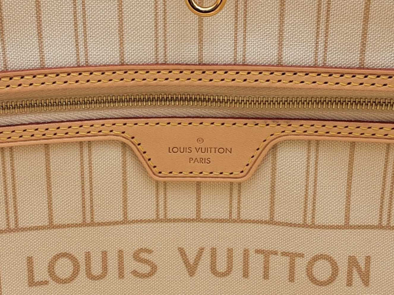 Louis Vuitton Neverfull Mm Damier Azur Handbag With Pochette Aa0625czxsa