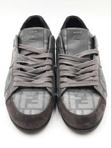 Fendi Zucca Grey Suede & Leather Sneakers Size 8.5 Eb1025crdu