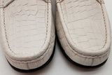 Gucci White Leather Crocodile Horsebit Loafers Size 6 Eb1225rxzde