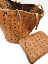Mcm Liz Reversible Visetos Cognac Tote Bag Eb0526wxzsa