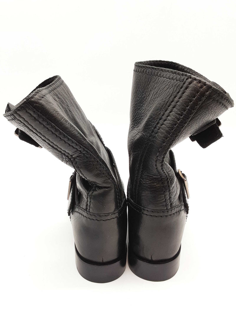 Prada Black Leather Boots Size Eu 38 Do0925oxzde