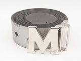 Mcm Claus Logo Misty Gray Reversible Monogram Belt Sd0725lzxsa