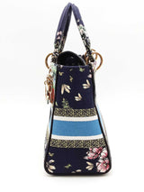 Christian Dior Lady Dior D Lite Embroidered Canvas Top Handle Bag Eb0926loxzsa