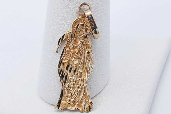 10k Yellow Gold Grim Reaper Santa Muerte Pendant 1.4 Grams Eb1024oxsa