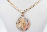 14k Yellow Gold Chain & Tricolor Gold Religious Pendant 11.7g 24 Inch Eb626sxzsa