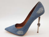 Philip Plein Destroyed Decollete Blue Denim Skull Heels Size Eu 39 Do0426crde