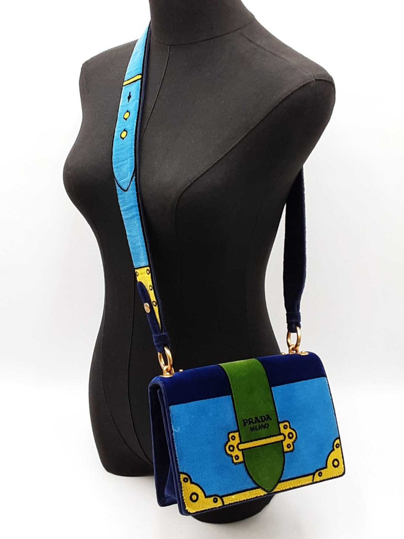 Prada Trompe L'oeil Cahier Crossbody In Multicolor Velvet Fw0625exzmia