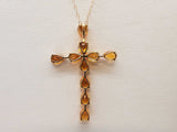 Pear Cut Synthetic Citrines 18k Yellow Gold 3.0g Cross Chain 17.5 In Do0825lpxde