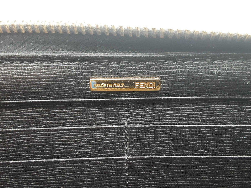 Fendi Zip Around Black Leather Wallet Sd0425rzsa