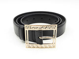 Versace Black Leather Belt With Gold-tone Greca Accent Buckle Fw1224rxsa