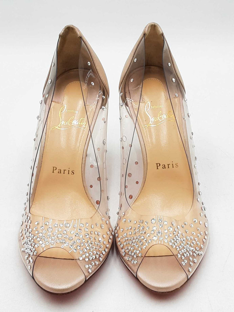 Christian Louboutin Pvc Crystal Embellished Heels Size 37  Eb1125lrxdu