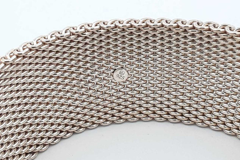 925 Sterling Silver Mesh Bangle Bracelet 72.5 Grams Eb1224wrsa