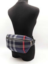 Burberry Sonny Bum Bag In Navy & Grey House Check Canvas Fabric Fw0126oexdu