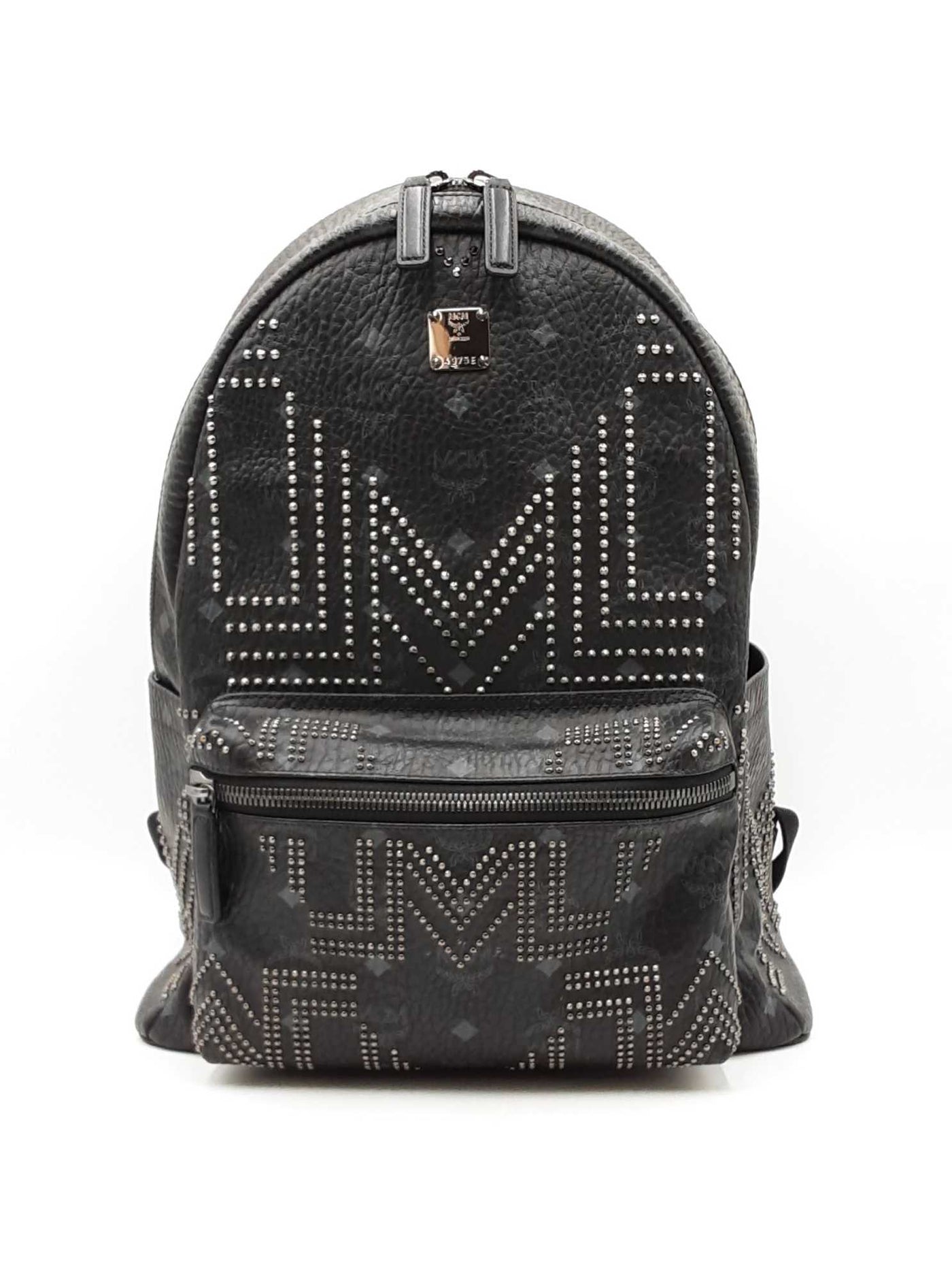 Mcm Studded Stark Gunta Backpack In Black Visetos Coated Canvas