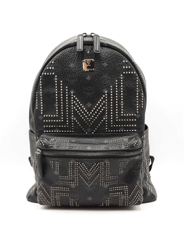 Mcm Studded Stark Gunta Backpack In Black Visetos Coated Canvas Fw0925oxzdu