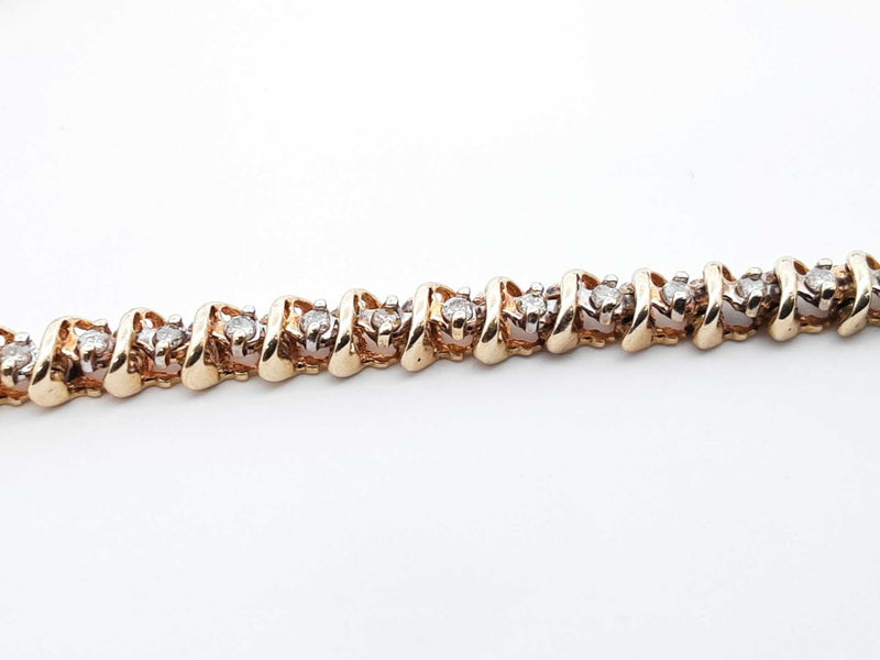 0.58 Cttw Diamond & 10k Yellow Gold Tennis Bracelet 10 Grams 7 Inch Fw1124cxzdu