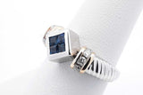 Diamond & Blue Gemstone Ring In 14k White Gold 5.9 Grams Size 6.75 Eb0126llrsa