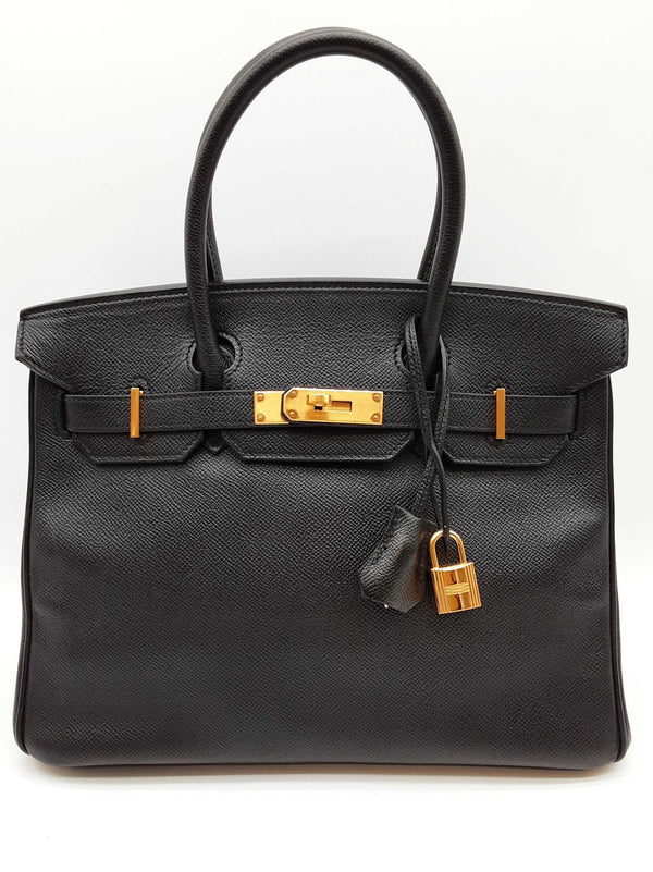 Hermes Birkin 30 Noir Black Epsom Gold Hardware Handbag Do0825lxzxzde