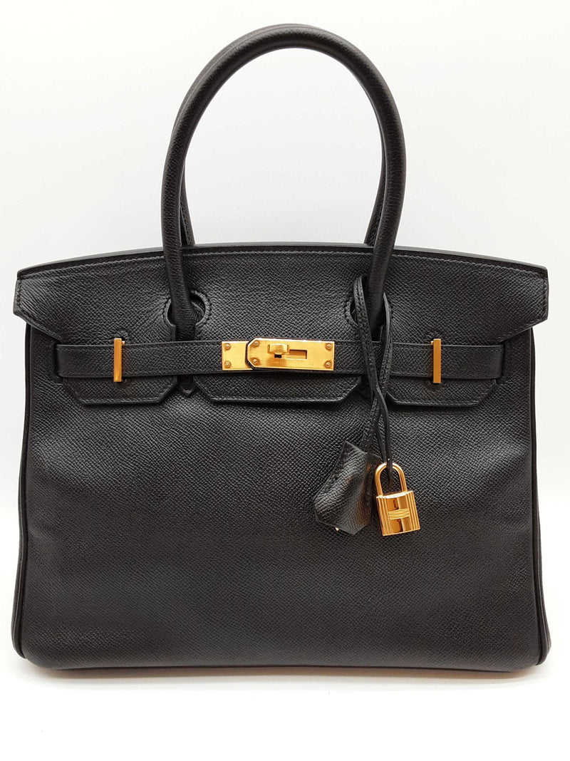 Hermes Birkin 30 Noir Black Epsom Gold Hardware Handbag Do0825lxzxzde