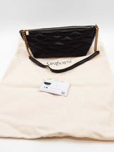 Saint Laurent Gaby Zipped Quilted Black Lambskin Shoulder Bag Eb1125pxzde