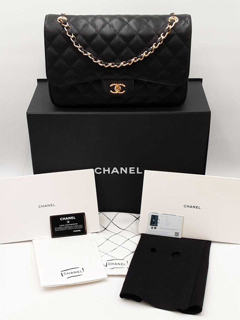 Chanel Jumbo Double Flap Bag In Black Quilted Caviar Leather Fw0725prxzdu