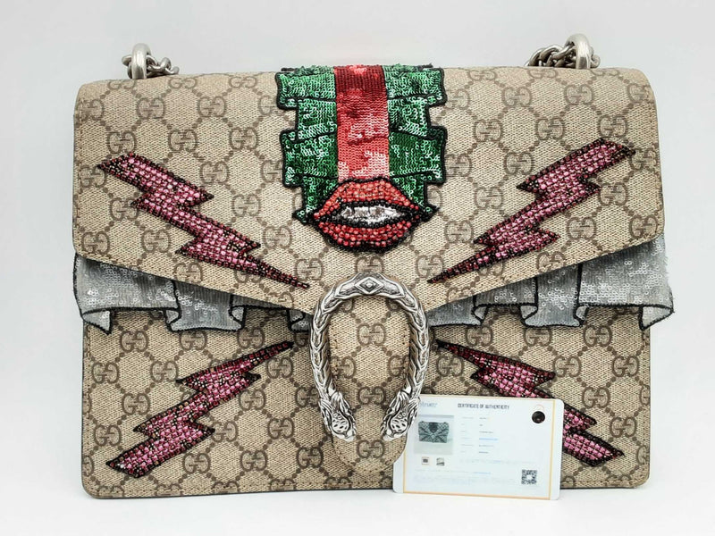 Gucci Supreme Monogram Dionysus Embroidered Shoulder Bag Hs0724ixzsa