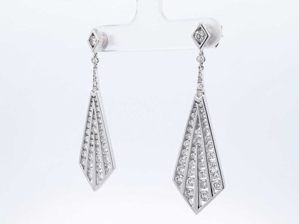 2.98 Cttw Diamond & 18k White Gold Drop Stud Earrings 12.8 Grams Fwocxzdu