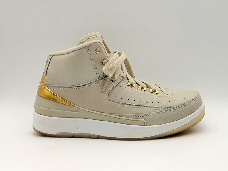 Nike Air Jordan 2 Quai 54 "Bone & Gold" Leather Sneakers Size 6 Youth Fw0125rxsa