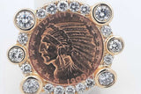 1909 Indian Head 5 Dollar Coin Ring In 18k Yellow Gold & Diamonds 60.7 Grams Size 12 Eb0425rxxzsa