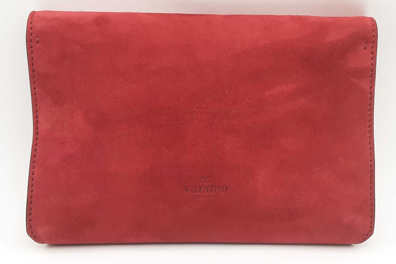 Valentino Garavani Red Suede Envelope Clutch Crossbody Eb0425lcrsa