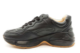Gucci Rython Black Leather Sneakers With Rainbow Logo Size 34 Eb0226lrxde