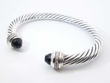 David Yurman Cable Classic 7mm Cuff Bracelet In Onyx, Diamonds, & Sterling Silver 42.6 Grams 7 Inch Fw0726orzdu