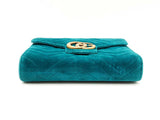 Gucci Gg Marmont Matelassé Chain Wallet In Pavone Cyan Velvet Fw0725wrzdu
