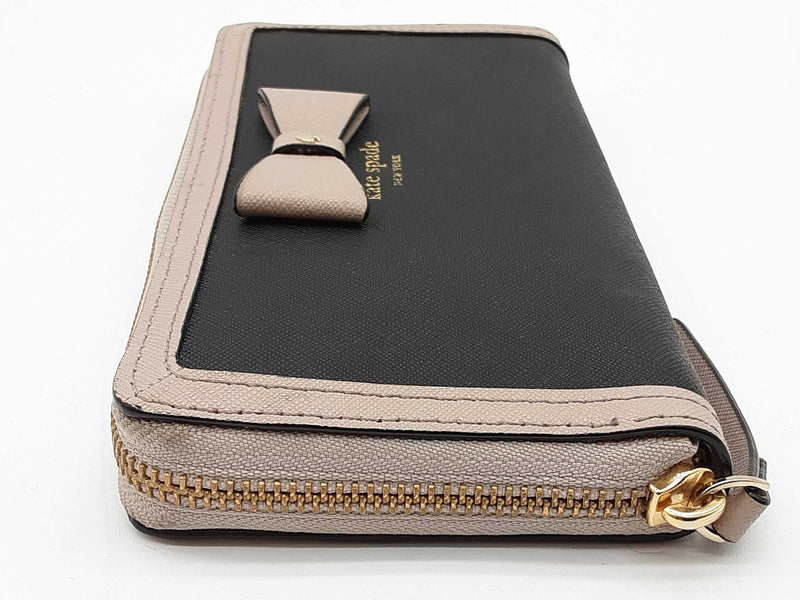Kate Spade Hazel Court Bow Lacey Black Gray Continental Wallet Do0825pxde